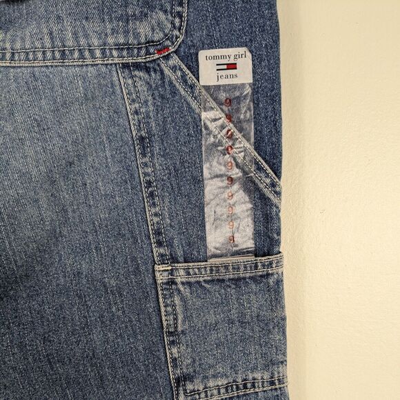 Vintage Y2K Tommy Hilfiger Carpenter Jeans Blue 9 Wide Leg Red Denim Utility - Picture 6 of 15